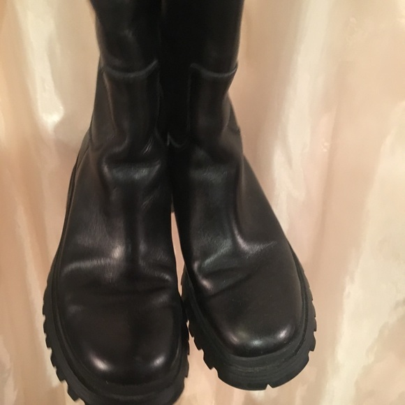 Prada chunky black leather knee high boots - Picture 5 of 5